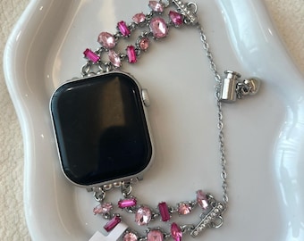 Pink Gemstone Y2k Apple Watch Band Women | Crystal iWatch Strap