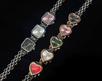 Vintage Watch Face Necklace | Silver Unisex Retro Gothic Y2K Chunky Chain Custom Jewelry