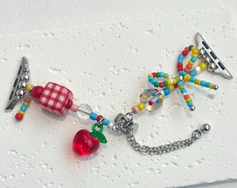 Kawaii Beaded Watch Band for Apple & Samsung, Y2K Colorful Seed Bead Strap, Cute Handmade Summer Accessory, Best Friend Birthday Gift