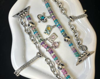Tarot Beaded Apple Watch Band, Boho Colorful iWatch Strap, Y2K Spiritual Apple Watch Bracelet, Witchy Gift for Her