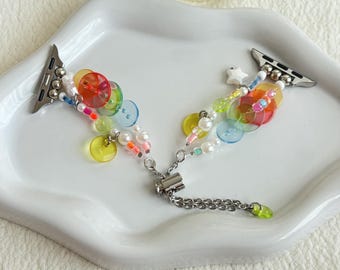 Colorful Beaded Charm Apple Watch Band Women | Y2K Style Strap