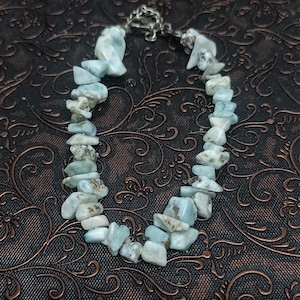Handmade Larimar Bracelet: Natural Blue Stone, Calming Energy