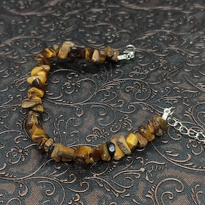 Raw Tiger Eye Crystal Bracelet: Protection & Courage Jewelry