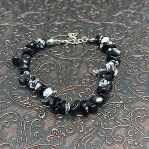 Raw Stone Obsidian Bracelet: Handmade Healing Crystal Jewelry