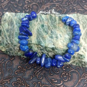 Handmade Raw Lapis Lazuli Bracelet: Natural Healing Crystal Jewelry