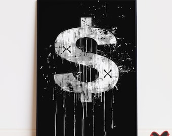 Abstrakte Graffiti Dollar Wandkunst, Geld Poster (Digitaler Download)