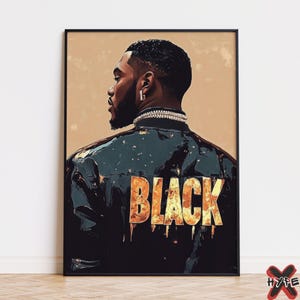 Schwarzer Mann Wandkunst, druckbares schwarzes Wort Poster, schwarze männliche Dekoration, männlicher Wohnheim Kunstdruck, trendiges Geschenk für schwarzen Mann, digitaler Download