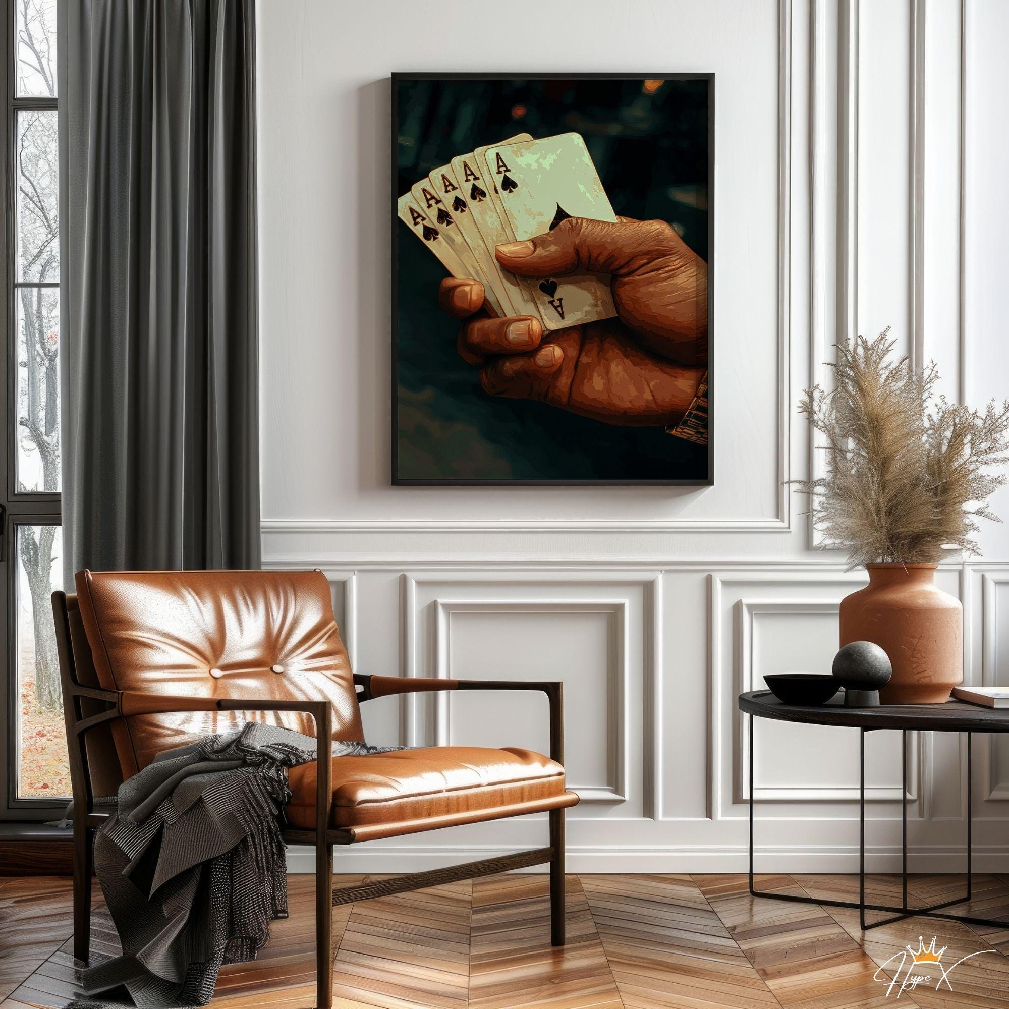 Ace of Spades Wall Poster, Minimalist Black Man Art, Lucky Aces
