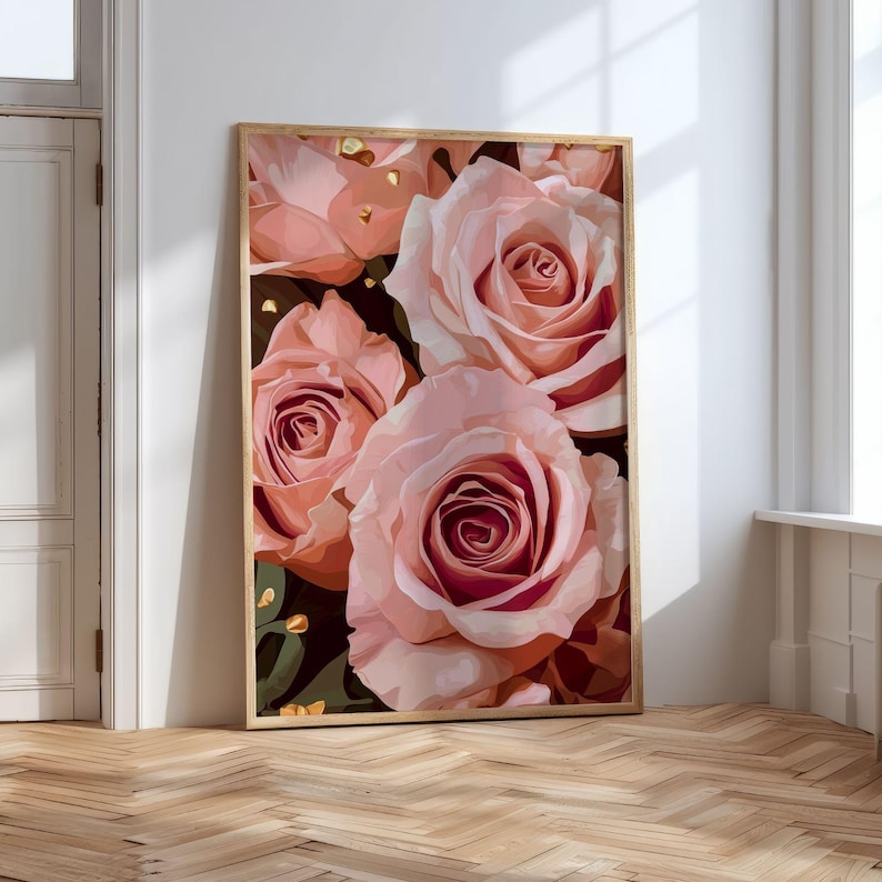 Prontable Pink Roses Printable Pink Roses Wall Art, Black Woman Art Poster, Trendy Spring ...