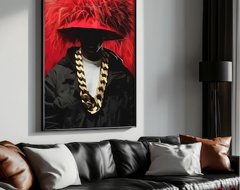 Black Man Fashion Wall Art Printable Black Male Poster Hypebeast Deco, Luxury Street Fashion Poster Trendy Black Art Print Digital Download