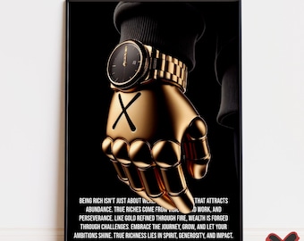 Printable Inspiration Poster Motivational Art Print Whimsical Wall Art Luxury Hypebeast Decor Black & Gold Poster Digital Download