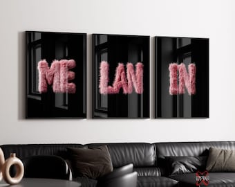 Printable Black & Pink Melanin Posters, Set of 3 Minimalist Typography Poster, Black Woman Wall Art, Black Girl Art Decor, Digital Download