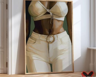 Black Woman Art Print: Feminine Empowerment Poster, Body Positive Decor (Digital Download)