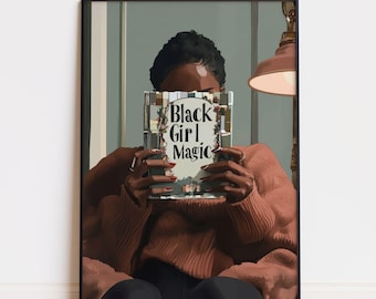 Black Girl Magic Art Print: Book Lover Trendy Wall Decor (Digital Download)