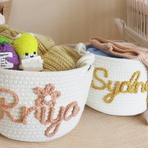 Benutzerdefinierte Name Baby-Dusche-Geschenk-Korb, Seil Baumwolle Baby-Korb, Baby-Korb-Geschenk, Baby-Spielzeug-Korb, Neugeborenen Geschenk, Baby Namen Geschenk