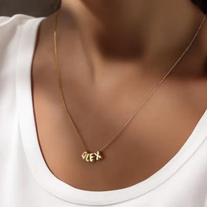Collar con letras y números personalizados en 3D con burbujas, pulsera minimalista con nombre personalizado, regalo para el día de la madre para su mamá y niña