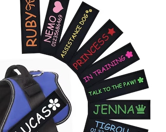 2 PCS Personalized Dog Name Labels Colorful Pattern Pet Harness Custom Tag Removed Stickers ID Dog Chest Strap Vest Collar Tag