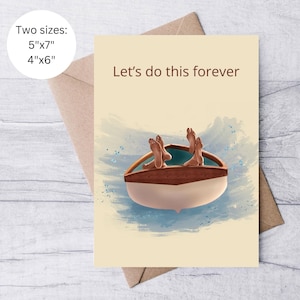 "Hand illustrierte Liebeskarte, druckbare Karte für Jahrestag / Valentinstag, Let's do this forever, ich liebe dich Nachricht, romantisches Paar