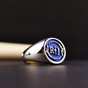 Regalo perfecto para mujer, hombre: anillo combinado con nombre y letra, anillo con iniciales personalizadas, anillo con monograma personalizado para hombre, mujer, mujer o para uno mismo