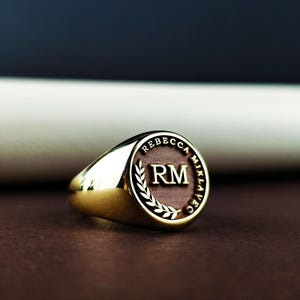Anillos combinados con nombre y letra - Anillo con iniciales personalizado - Anillo con monograma personalizado para hombre - Regalo perfecto para mujer - Anillo con sello de monograma