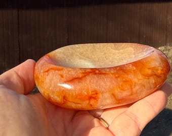 Carnelian Agate Dish A | Orange Chalcedony Crystal Bowl 98mm