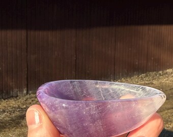 Purple Fluorite Crescent Dish | Carved Crystal Bowl 74mm
