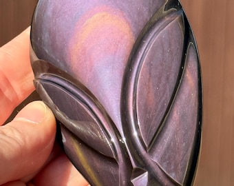 Rainbow Obsidian Alien Skull | Hand Carved Stone Skull | Jalisco Mexico
