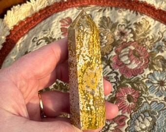 Ocean Jasper Tower | Yellow Orbicular Jasper Point | 87mm