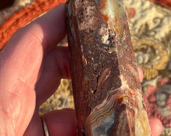 Lace Agate Tower | Banded Agate in Natural Matrix | Collector Piece | 101mm