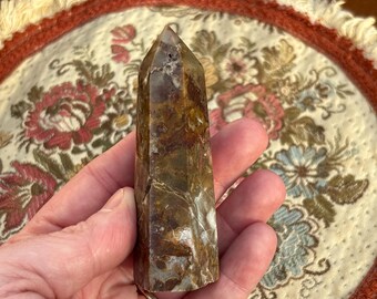 Brecciated Jasper & Agate Tower | Earth Tone Banded Stone Point | 85mm