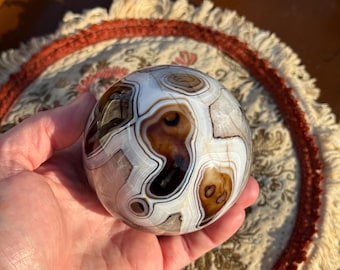 Banded Agate & Quartz Sphere | 74mm