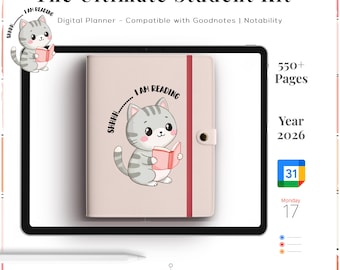 Digital Student Planner: Hyperlinked PDF for Goodnotes, iPad (Printable)