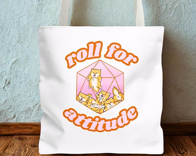 Shiba Inu Dnd Tote Bag - "Roll For Attitude" D20