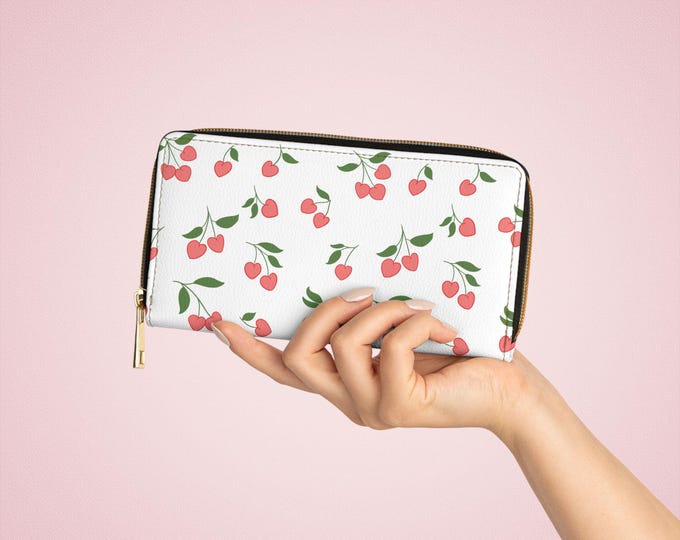 Cherry Pattern Zipper Wallet