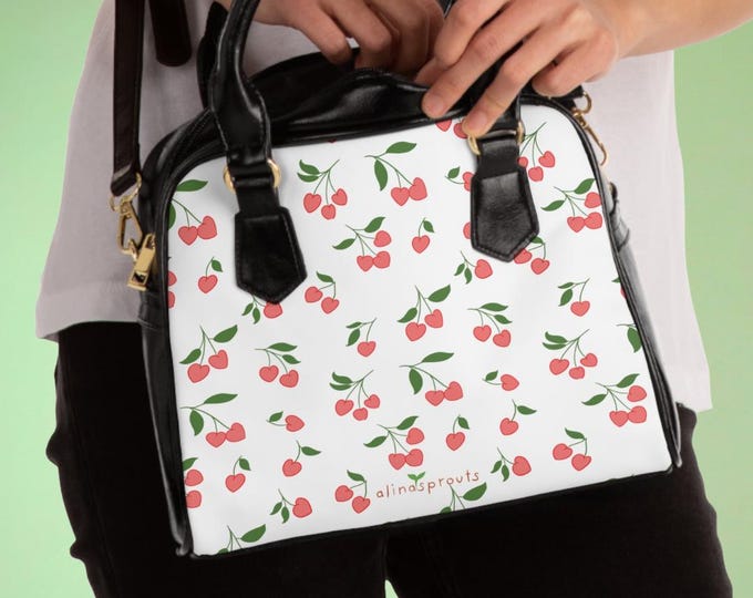Cherry Pattern Shoulder Handbag | Double Sided Print