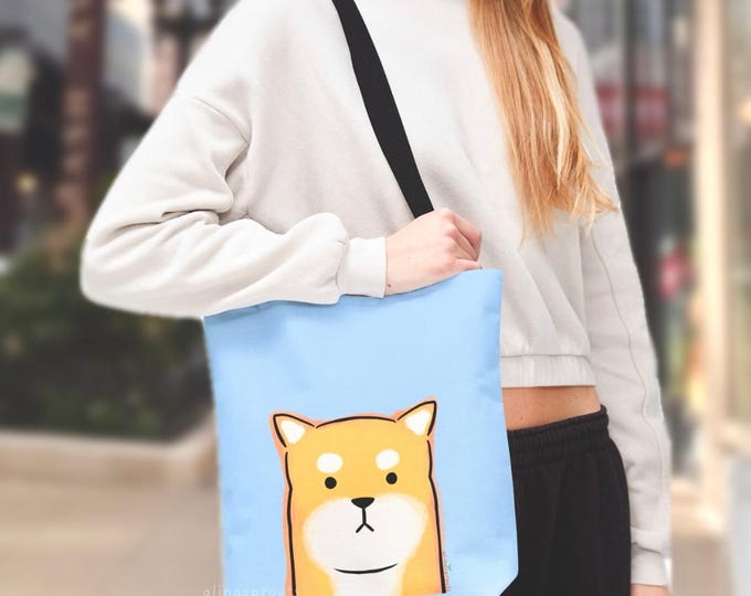 Shiba Inu Tote Bag | Light Blue