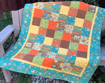 Baby Toddler Boy Quilt Woodland Owls Beavers Birds