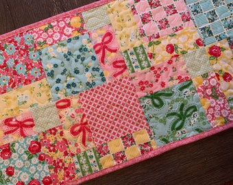 Floral Patchwork Table Runner Spring Colors