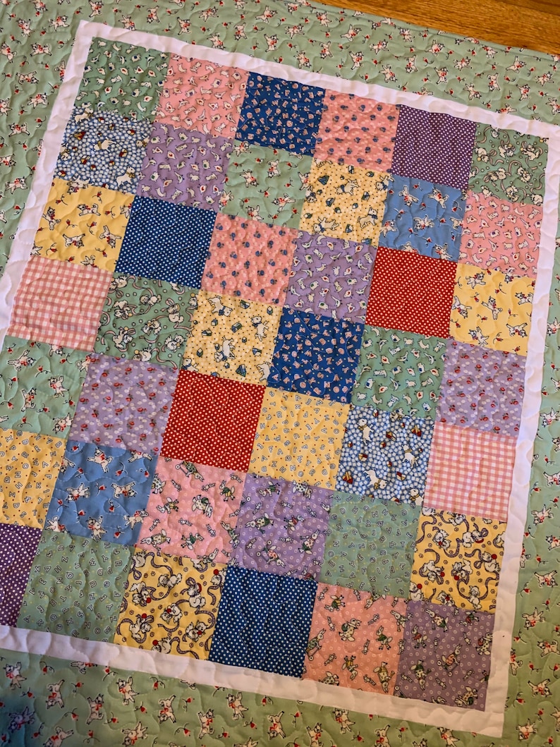 Baby Girl Quilt Pink Green Yellow Purple Baby Quilt Girl Etsy