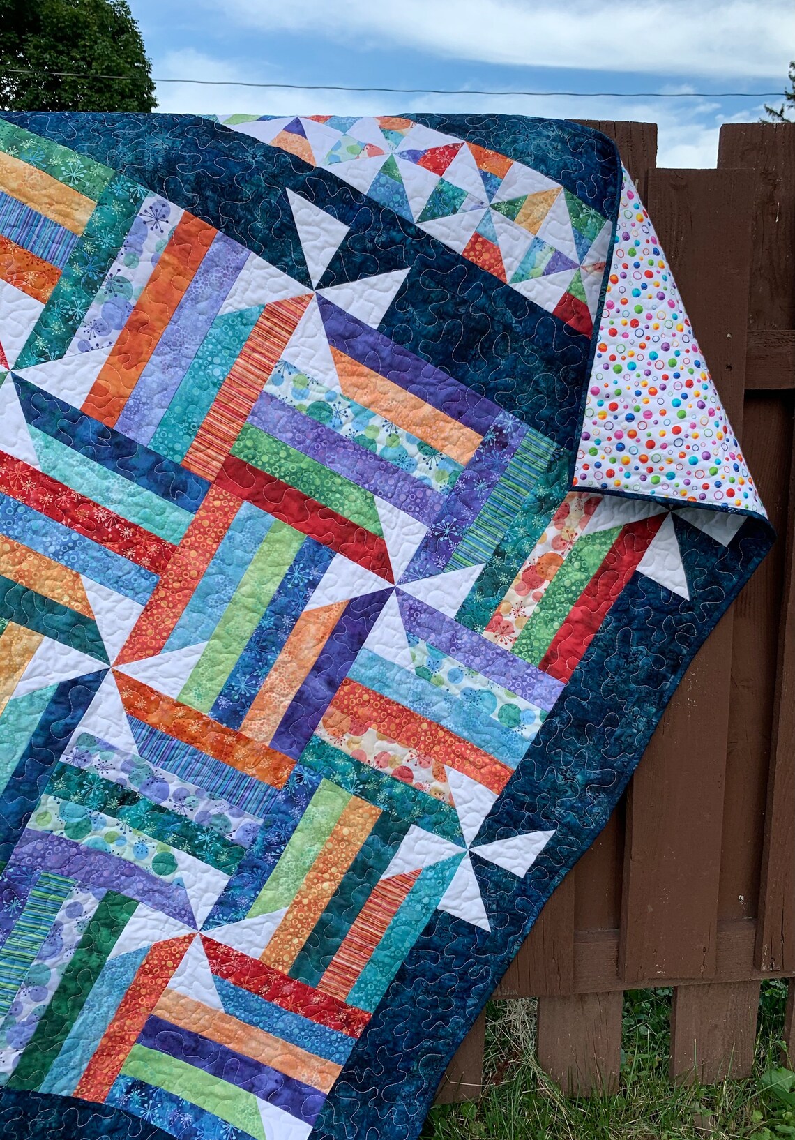 Jelly Roll Sizzle Lap Quilt Bright Colors Twin Full Bed Quilt Etsy