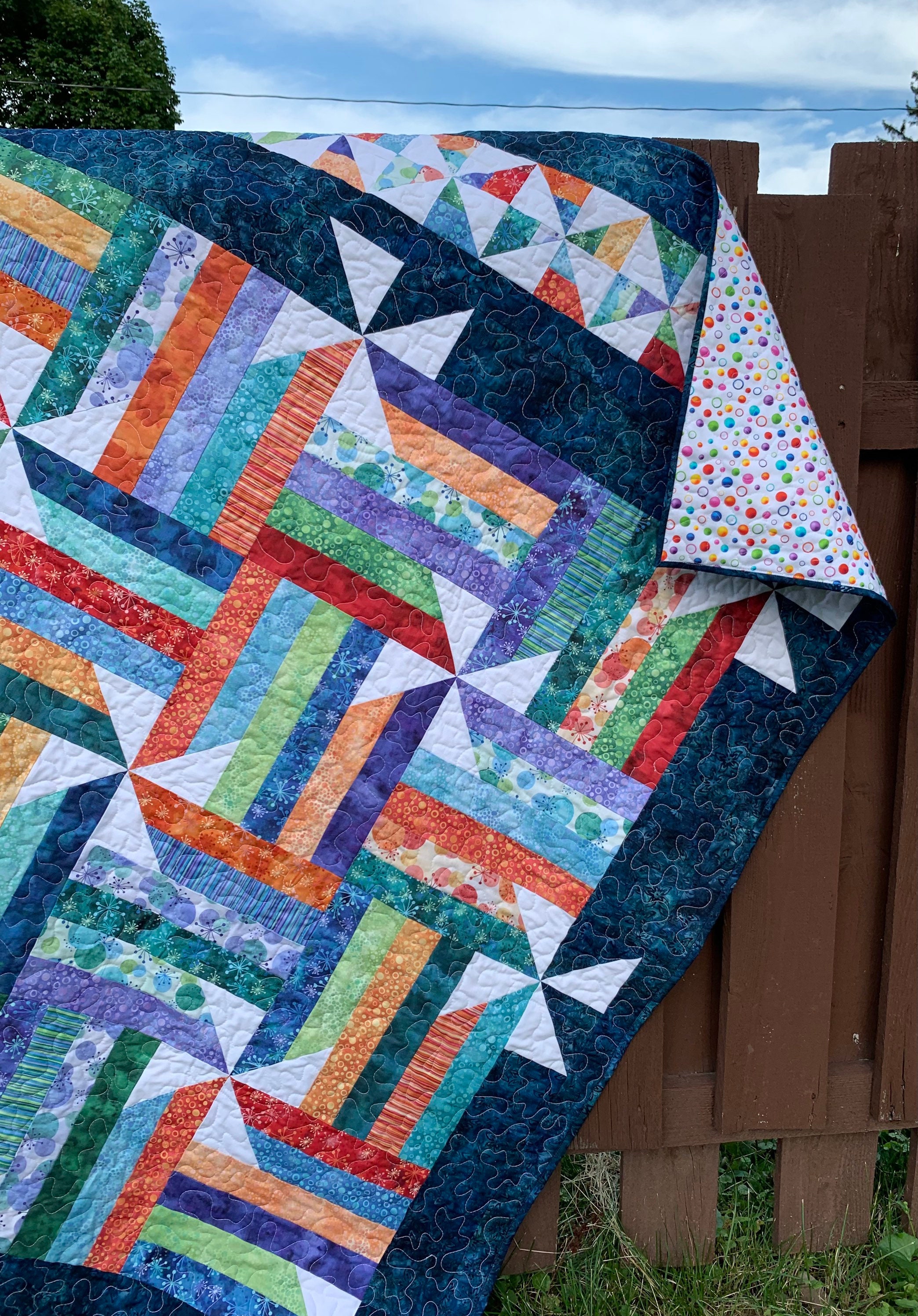 Jelly Roll Sizzle Lap Quilt Bright Colors Twin Full Bed Quilt Etsy