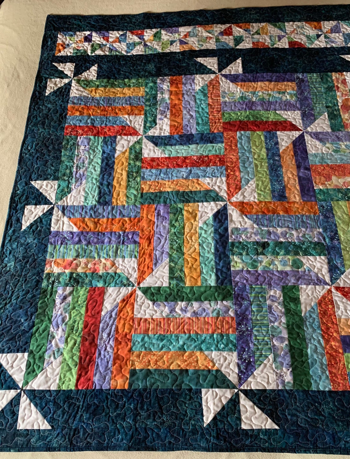 Jelly Roll Sizzle Lap Quilt Bright Colors Twin Full Bed Quilt Etsy