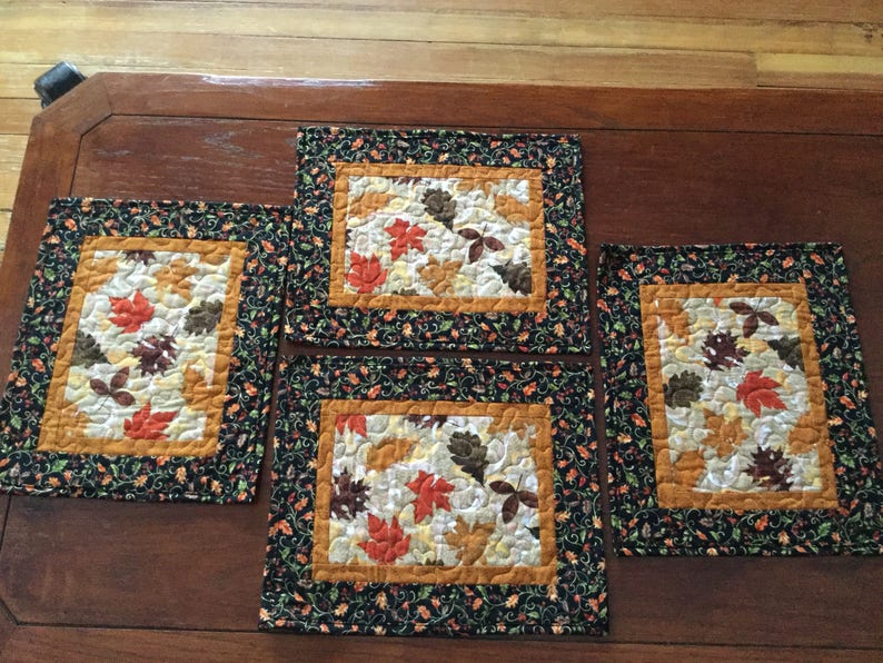 Fall Quilted Placemats Quilted Autum Placemats Fall Leaf Etsy