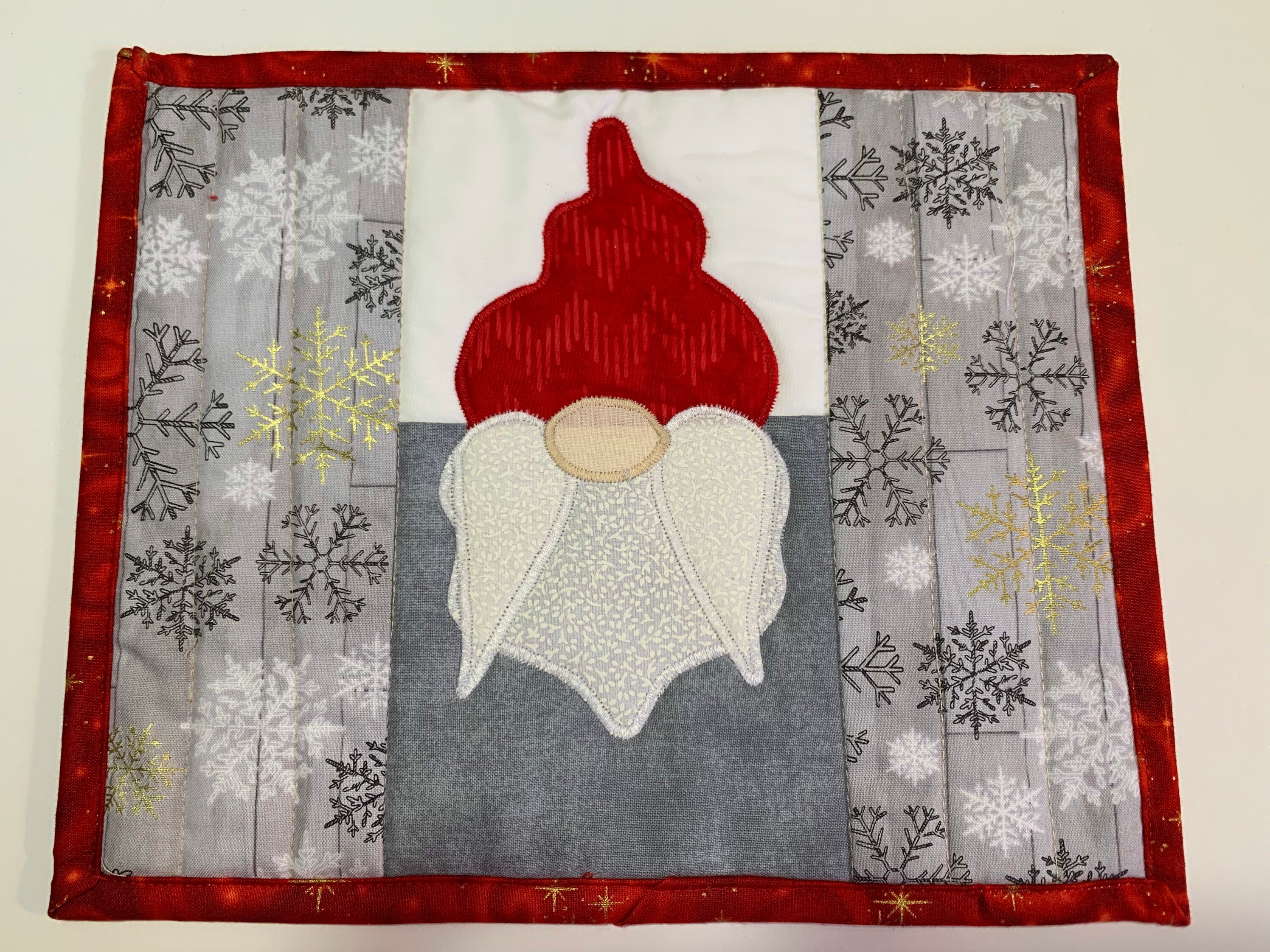 Christmas Gnome Quilted Mug Rug Gnome Mini Placemat Red Etsy