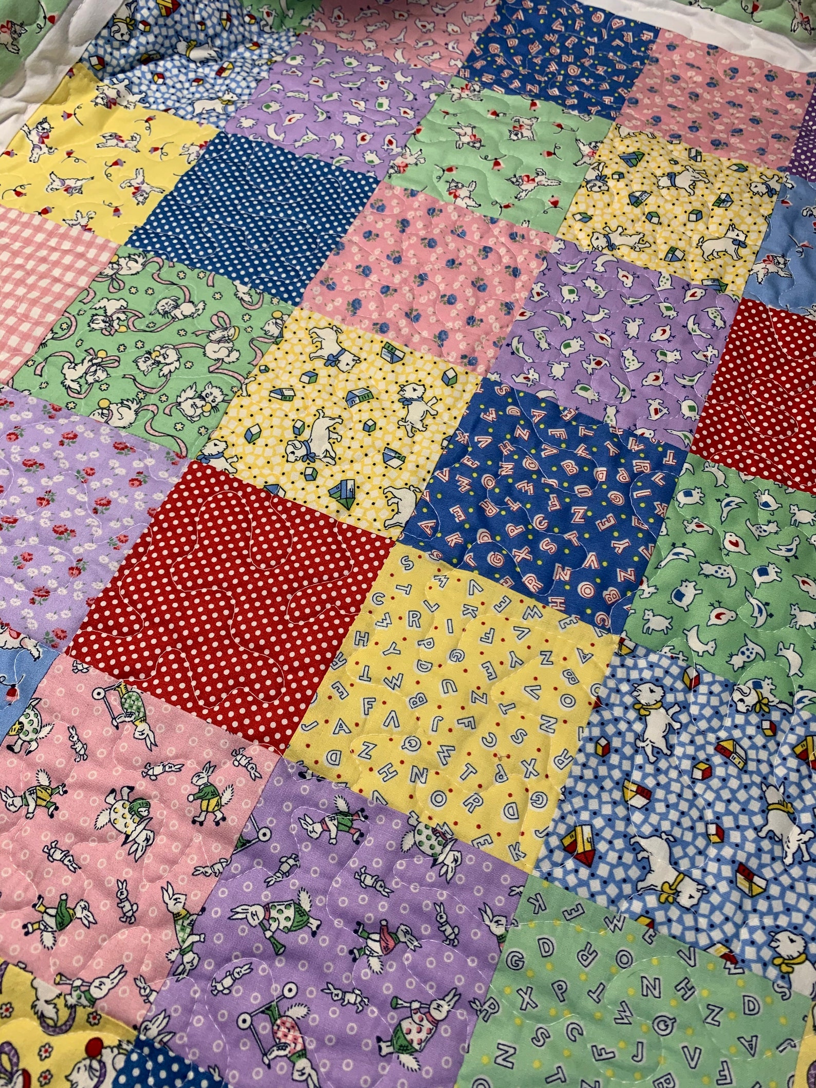 Baby Girl Quilt Pink Green Yellow Purple Baby Quilt Girl Etsy