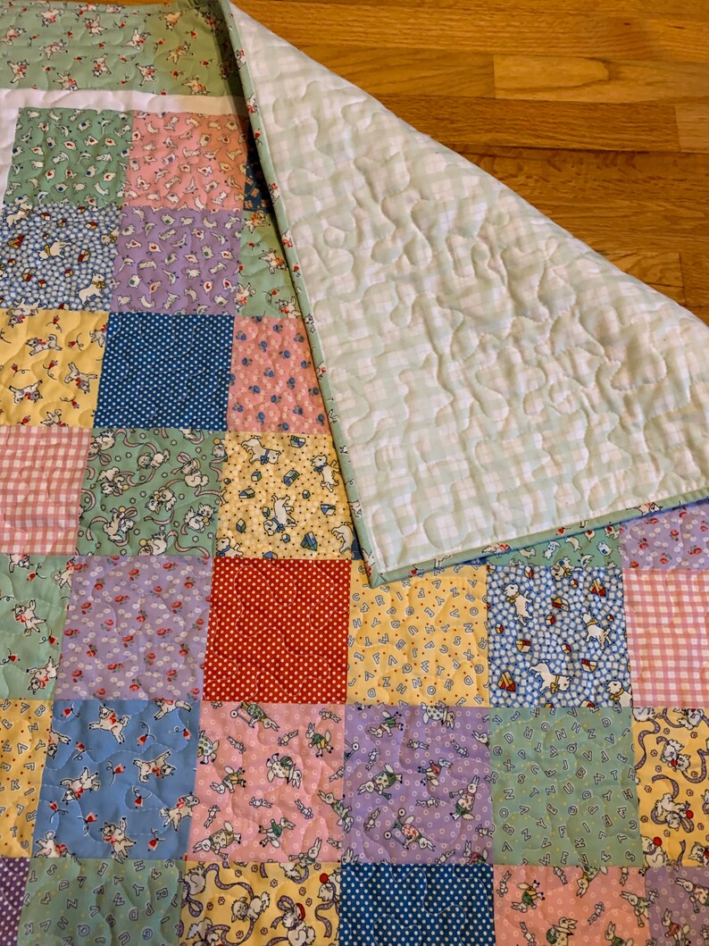 Baby Girl Quilt Pink Green Yellow Purple Baby Quilt Girl Etsy