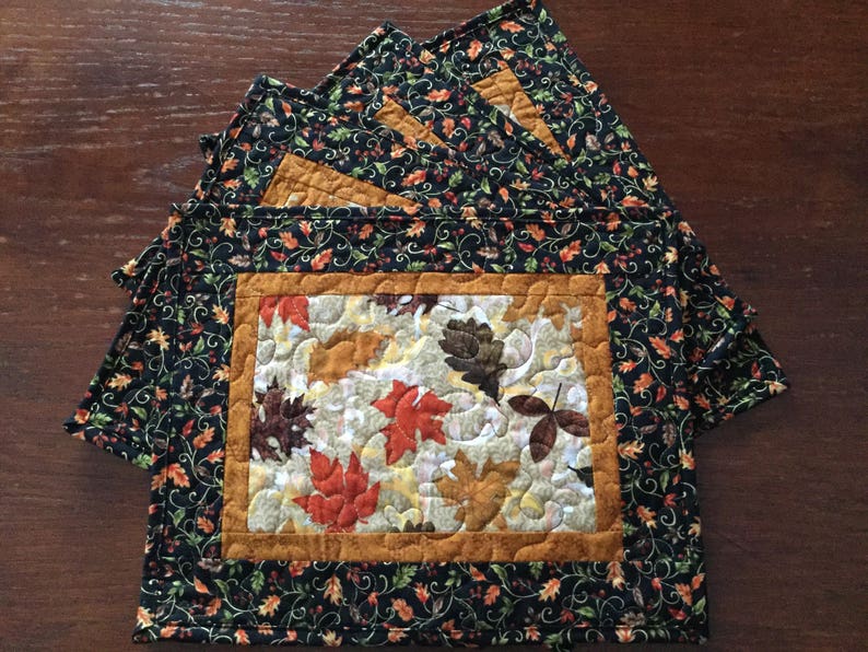 Fall Quilted Placemats Quilted Autum Placemats Fall Leaf Etsy