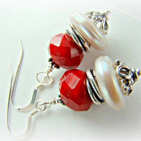 Red velvet crystal, pearl earrings... FOREVER MINE