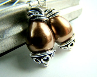 Chocolate brown shell pearl earrings... CHOCOLATE KISSES