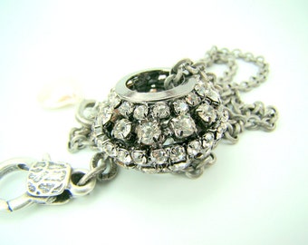 Rhinestone pendant necklace, rhinestone disco ball